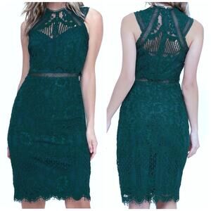 NWT Lulus | Sweetness Eyelash Lace Emerald Teal Green Midi Dress